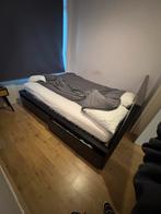 Zwarte Malm IKEA Bed met lades, Ophalen, Gebruikt, Zwart, Tweepersoons