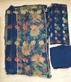 Blauw stoff voor 3 delige pak indiase Hindoestaanse Afghaans, Hobby en Vrije tijd, Stoffen en Lappen, Blauw, 120 cm of meer, Nieuw