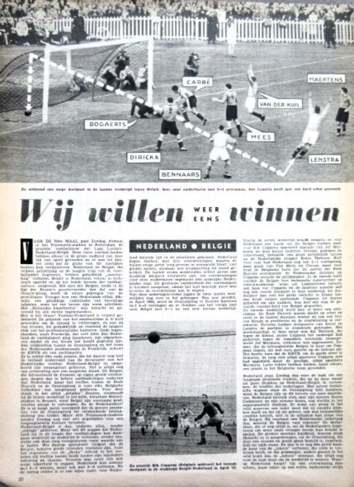 Artikel over voetbal 1953 Nederland Belgie, Verzamelen, Sportartikelen en Voetbal, Gebruikt, Boek of Tijdschrift, Overige binnenlandse clubs