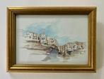 Set Franse vergulde lijsten met afbeeldingen aquarellen e.d., Ophalen of Verzenden