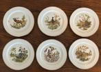 6 bordjes met jachtthema van Crown Staffordshire, Huis en Inrichting, Keuken | Servies, Ophalen of Verzenden, Zo goed als nieuw