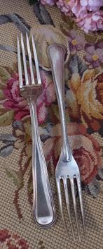 Set van 2 brocante verzilverde dinervorken, gemerkt, Ophalen of Verzenden