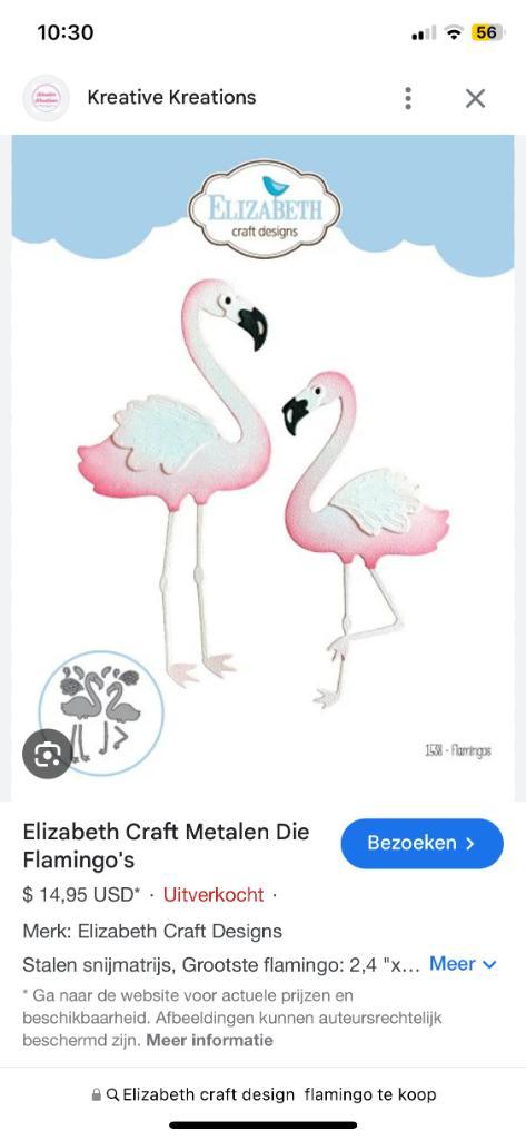 GEZOCHT; Elizabeth Craft Design 1538 Flamingo snijmal, Hobby en Vrije tijd, Kaarten | Zelf maken, Zo goed als nieuw, Pons of Mal