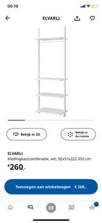Kledingkast / kledingrek Ikea Elvarli wit, 92x51x222-350, Ophalen of Verzenden, Zo goed als nieuw, 50 tot 75 cm, 200 cm of meer