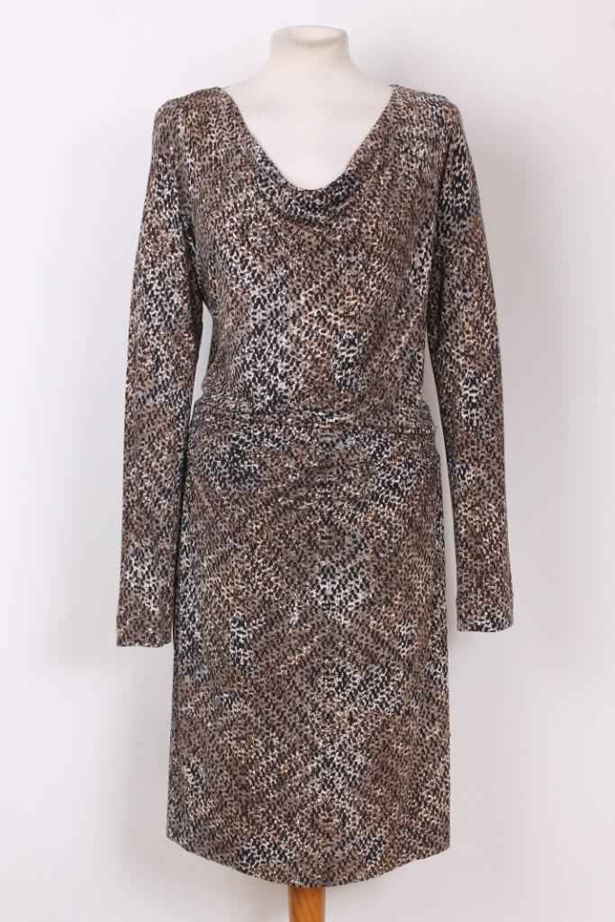 Herfst! Geplooide jurk Claudia Sträter maat 40, Kleding | Dames, Jurken, Zo goed als nieuw, Maat 38/40 (M), Bruin, Knielengte