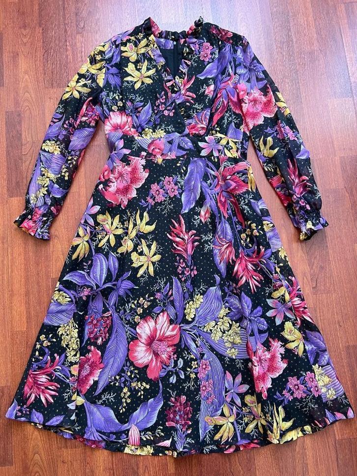 Geweldige vintage jurk Trevira maat 42 gebloemd nieuwstaat, Kleding | Dames, Jurken, Zo goed als nieuw, Maat 42/44 (L), Paars