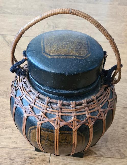 Mooie vintage thaise traditionele bamboe rijstmand, Antiek en Kunst, Curiosa en Brocante, Ophalen of Verzenden