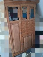 Antiek grenen buffetkast, Ophalen, 200 cm of meer, 25 tot 50 cm, Glas
