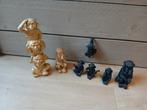Set beeldjes aap in goudkleurig en zwart, Ophalen of Verzenden, Gebruikt, Dier