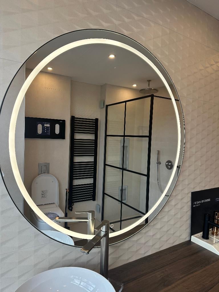 Ronde spiegel incl verlichting!, Huis en Inrichting, Woonaccessoires | Spiegels, Ophalen, 100 tot 150 cm, Rond, Zo goed als nieuw