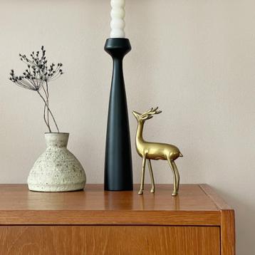 Scandinavische KANDELAAR hout zwart MidCentury retro vintage beschikbaar voor biedingen
