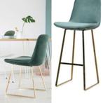 Stoel en barkruk met gouden poot, Huis en Inrichting, Stoelen, Ophalen, Overige kleuren, Nieuw, Metaal