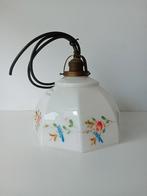 Opaline hanglamp (jaren 50) met beschildering bloemen, Ophalen of Verzenden