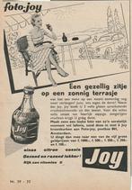 Retro reclame 1957 Joy frisdrank zonnig terrasje, Verzenden, Overige typen
