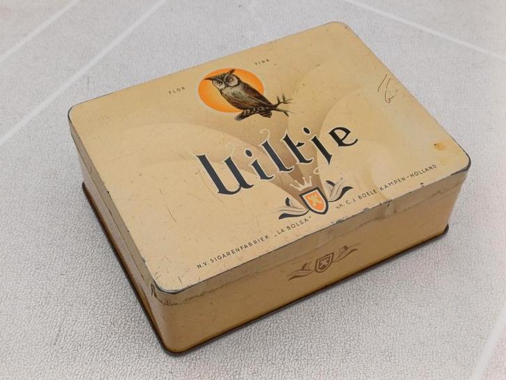 Antiek Uiltje Sigarenblik, Verzamelen, Blikken, Verzenden