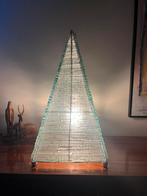 Uniek grote vintage piramide glazen lamp, Huis en Inrichting, Lampen | Tafellampen, Gebruikt, Ophalen of Verzenden