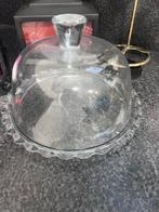 Glazen taartplateau met stolp, Huis en Inrichting, Ophalen, Overige typen, Effen, Glas