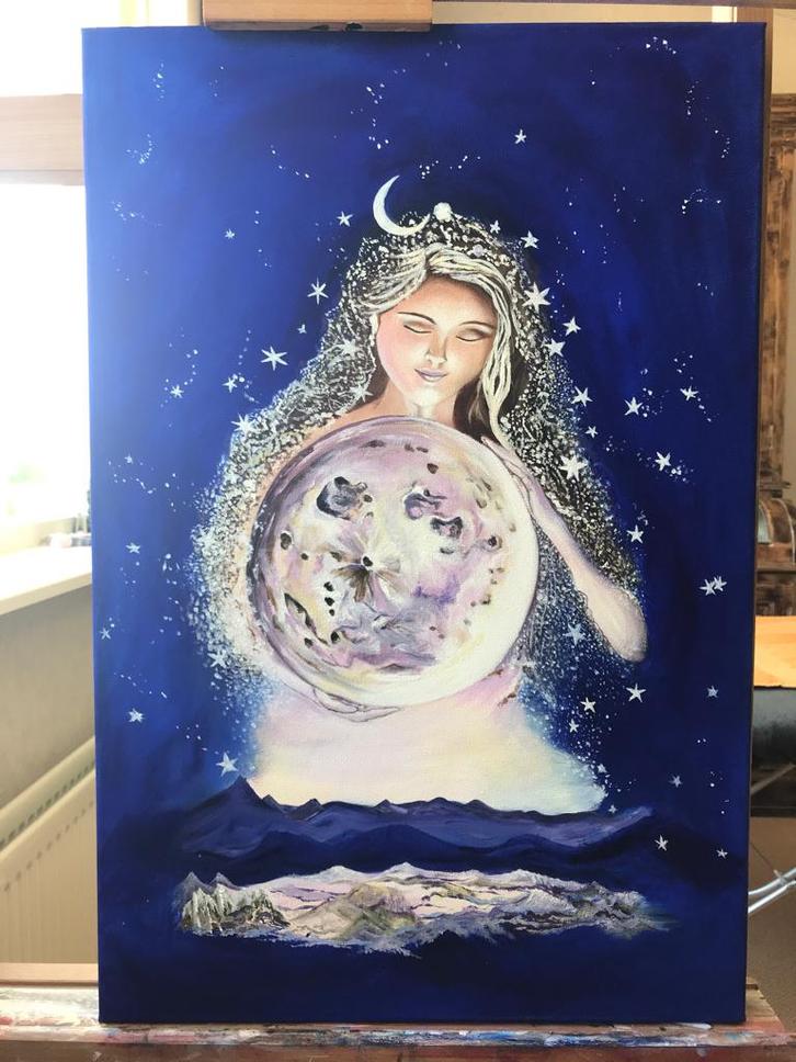 Gaia, godin van de aarde. Schilderij, Antiek en Kunst, Kunst | Schilderijen | Klassiek, Ophalen of Verzenden