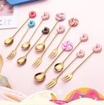 kinderservies - vorkjes en lepeltjes met vrolijke donuts, Huis en Inrichting, Keuken | Bestek, Nieuw, Rvs of Chroom, Ophalen of Verzenden