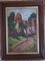 H. Schoonbrood - Dorpsgezicht Olieverfschilderij, Ophalen of Verzenden