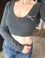 Bershka grijse korte v-hals crop trui cropped trui maat M, Maat 38/40 (M), Nieuw, Grijs, Bershka