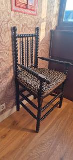 Prachtig houten stoel met luipaard kussen, Antiek en Kunst, Ophalen