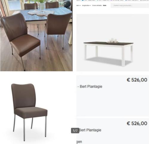 4 STUKS Bert Plantagie LEDER +Eettafel Lakewood los of apart, Huis en Inrichting, Complete eetkamers, Nieuw, 4 tot 6 stoelen, Ophalen