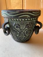 Terracotta bloempot sierpot met 4 oren met ringen  handwerk, Rond, Tuin, Minder dan 40 cm, Terracotta