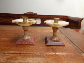  2 art deco marmeren kandelaars beschikbaar voor biedingen