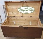 Grote houten Antieke/Vintage reiskist koffer., Minder dan 50 cm, 75 tot 100 cm, Gebruikt, Overige houtsoorten