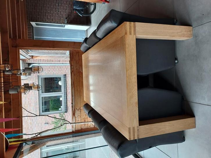 Licht eiken eetkamertafel met stoelen, Huis en Inrichting, Complete inboedels, Ophalen