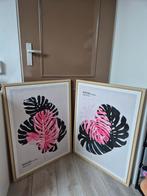 Set van twee schilderijen, Huis en Inrichting, Woonaccessoires | Schilderijen, Tekeningen en Foto's, Ophalen, Gebruikt, Schilderij