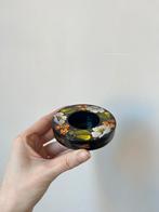 Vintage waxinelichthouder, 8x3cm. Bloem boho bohemian kaars, Gebruikt, Verzenden, Groen, Hout