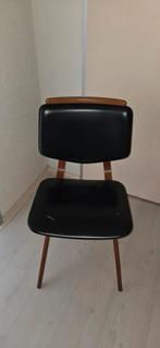 Teak houten stoel met zwart skai leer, Antiek en Kunst, Ophalen