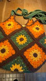 Vintage zonnebloemen schoudertas gehaakt., Ophalen of Verzenden, Gebruikt