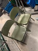 Klapstoel groen leger sterk metaal 2 stuks vintage, Ophalen, Gebruikt, Twee, Overige kleuren