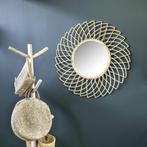 Spiegel Ø 90cm Gasing Kubu Hout, Huis en Inrichting, Woonaccessoires | Spiegels, Vepabins Groothandel B.V., Rond, Nieuw, Ophalen of Verzenden