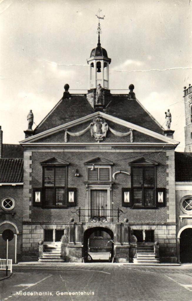 Middelharnis, Gemeentehuis - gelopen, Verzamelen, Ansichtkaarten | Nederland, Ongelopen, Noord-Brabant, Voor 1920, Ophalen of Verzenden