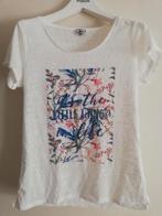 Wit shirt met print. M/L, Ophalen of Verzenden, Gedragen, Wit, Korte mouw