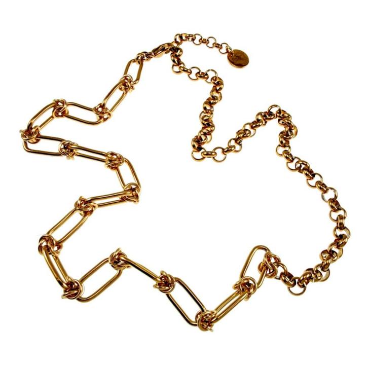 55cm Ketting Dames Verguld RVS Paperclip en Ronde Schakels, Sieraden, Tassen en Uiterlijk, Kettingen, Nieuw, Overige materialen