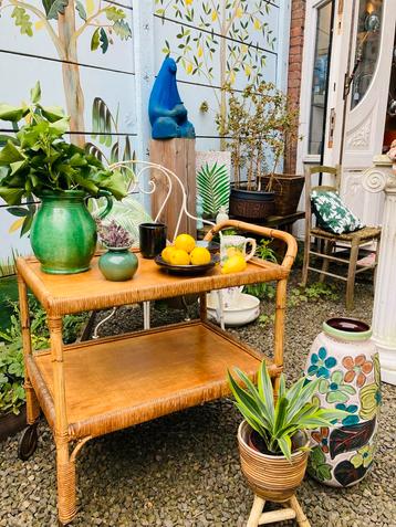 Vintage bamboe trolley / barcart, Assfalg Zürich, jaren ‘50 beschikbaar voor biedingen