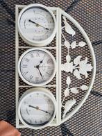 Tuinmuur Klok Crème met Thermometer & Hygrometer, Ophalen of Verzenden, Nieuw, Analoog, Wandklok
