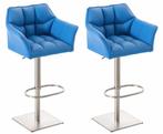 Set van 4 barkrukken Damaso kunstleer blauw roestvrij staal, Huis en Inrichting, Barkrukken, Ophalen, Gebruikt, 60 tot 90 cm, 4 krukken