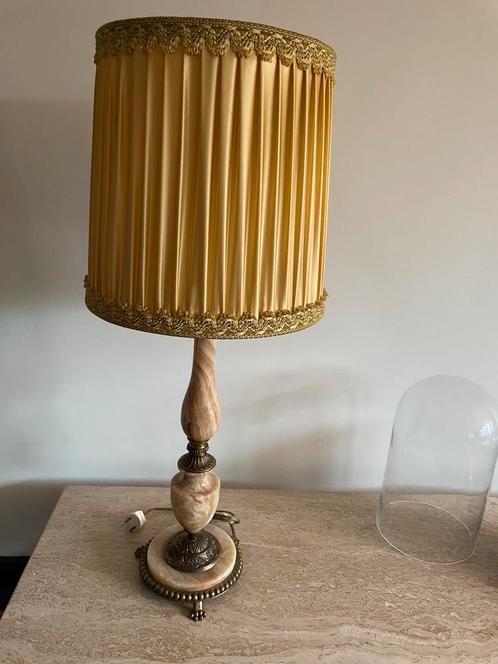 XXL 85 cm marmer marmeren tafellamp lamp vloerlamp plissé, Antiek en Kunst, Antiek | Lampen, Ophalen of Verzenden