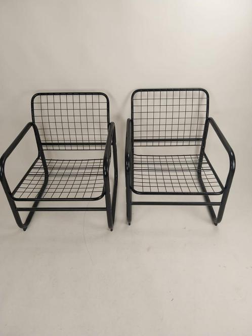 2x Vintage IKEA Mölle Stoel - fauteuil, Huis en Inrichting, Stoelen, Gebruikt, Twee, Metaal, Zwart, Ophalen