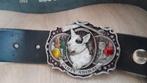 leren riem met pitbull gesp, Ophalen of Verzenden, Zo goed als nieuw, Zwart