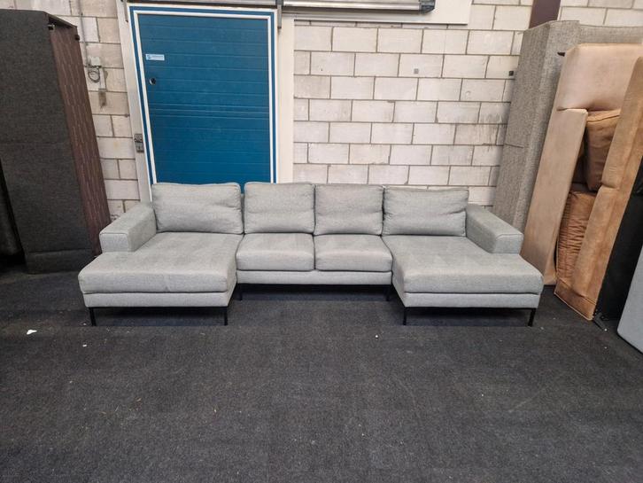 BEZORGEN MOGELIJK U-Bank Grijs/Groen 340x135x135 GEREINIGD, Huis en Inrichting, Banken | Bankstellen, Zo goed als nieuw, Hoekbank