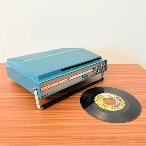VINTAGE PLATENSPELER PLATENSLIKKER EUROPHON TURQUOISE 1965, Audio, Tv en Foto, Platenspelers, Gebruikt, Platenspeler, Overige merken