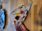 Glazen Schelp bakje met gekleurde grote stippem, Ophalen of Verzenden, Zo goed als nieuw, Rond, Glas