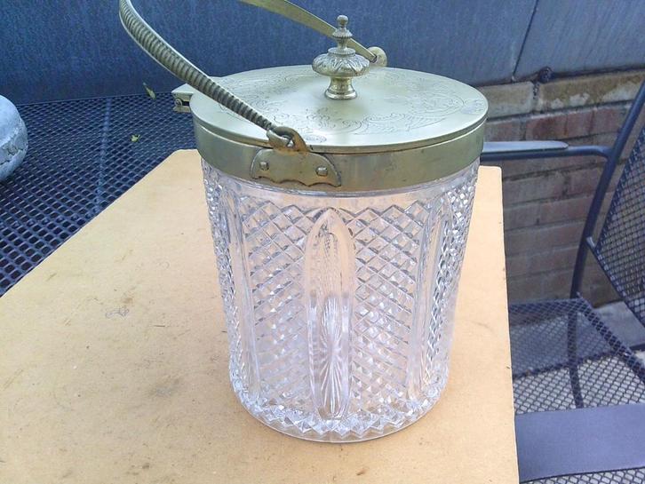 Antieke Engelse glazen koekjes pot  1910-1920 is gemerkt., Antiek en Kunst, Antiek | Glas en Kristal, Ophalen of Verzenden